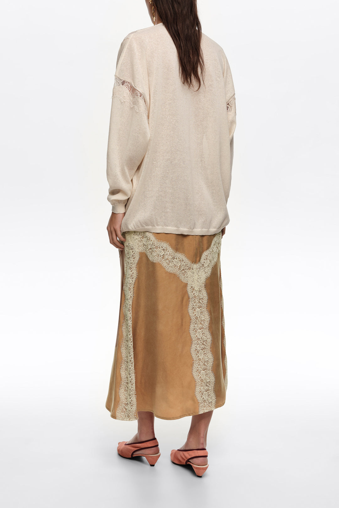 Toffee lace A-line skirt