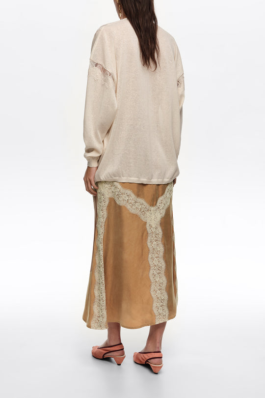 Toffee lace A-line skirt