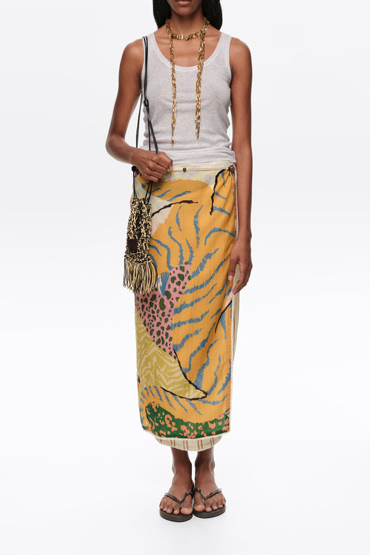 Wild patchwork linen sarong skirt