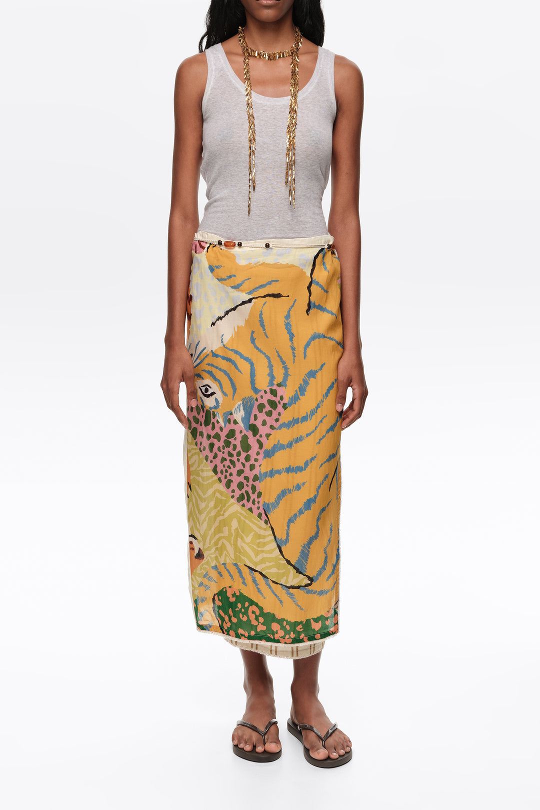 Wild patchwork linen sarong skirt