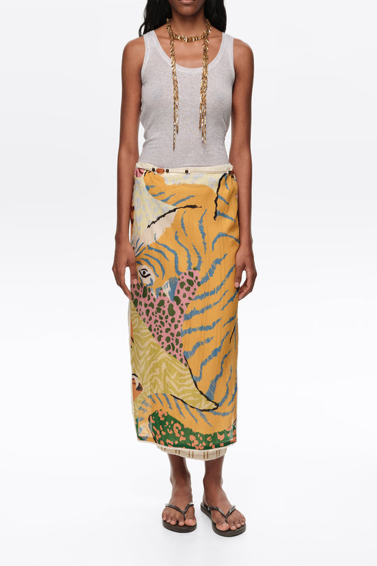 Wild patchwork linen sarong skirt