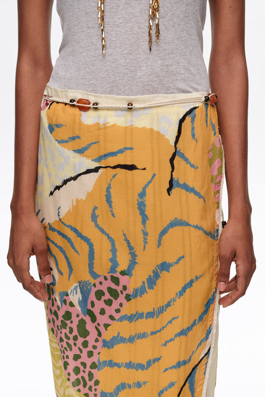 Wild patchwork linen sarong skirt
