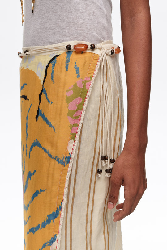 Wild patchwork linen sarong skirt