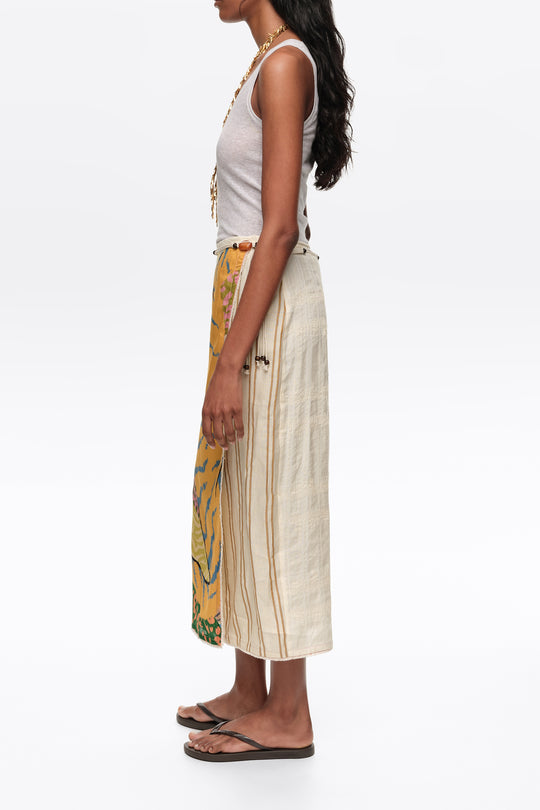 Wild patchwork linen sarong skirt