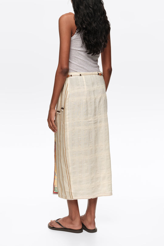 Wild patchwork linen sarong skirt
