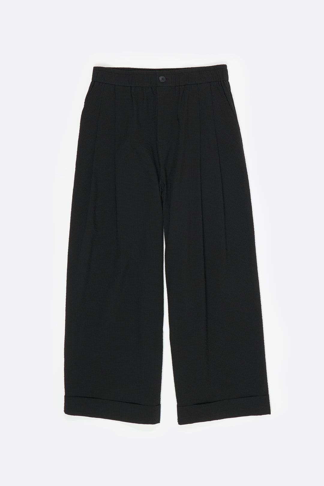 Black textured bell-bottom trousers