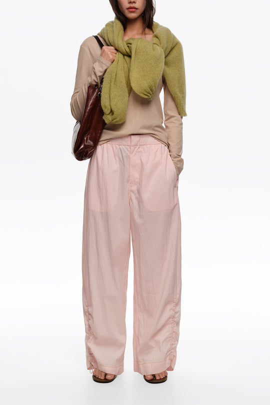 Light pink gathered jogger trousers