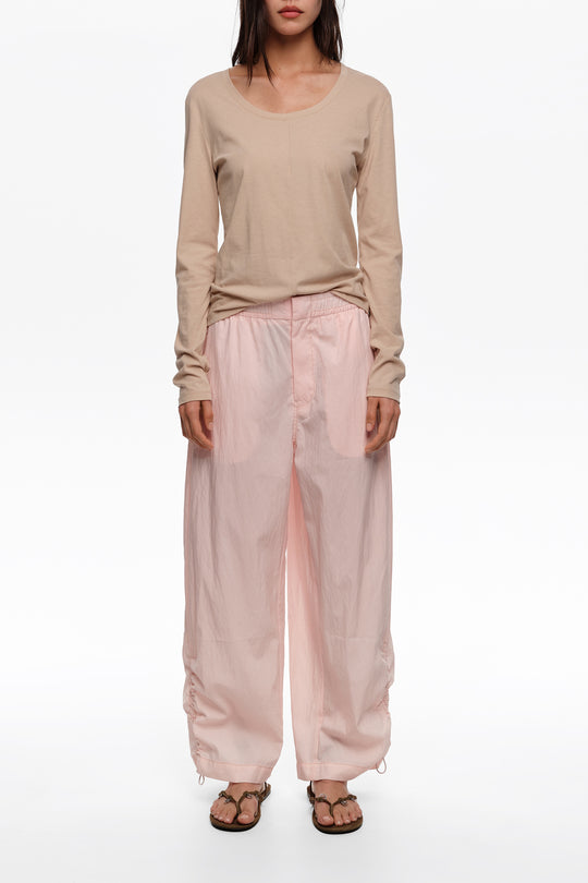 Light pink gathered jogger trousers
