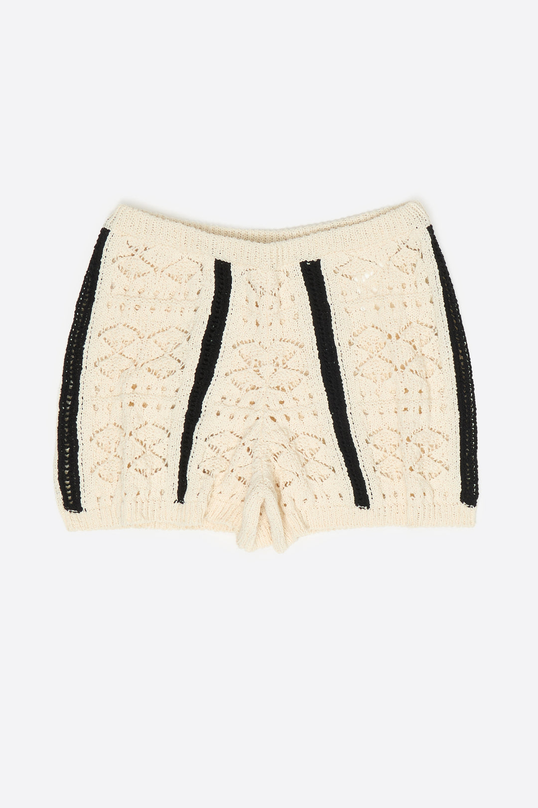 Ivory two-tone knit shorts
