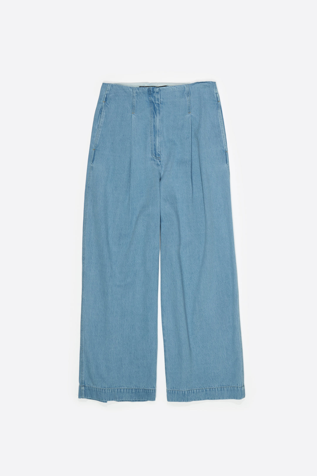 WIDE LEG - Light blue washed denim trousers