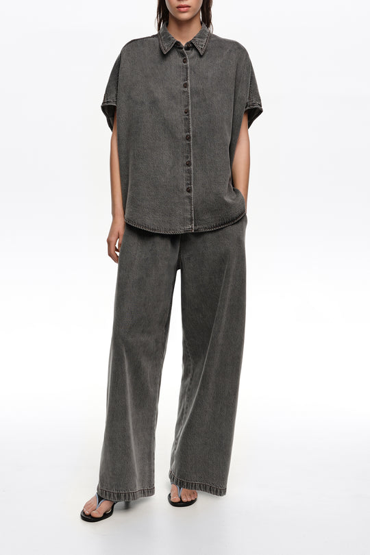 Washed black fluid jogger trousers