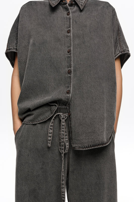 Washed black fluid jogger trousers
