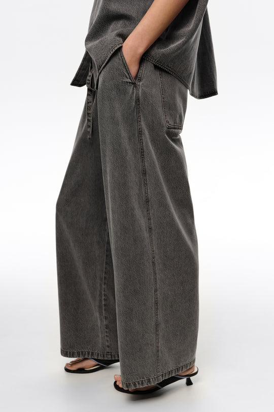 Washed black fluid jogger trousers