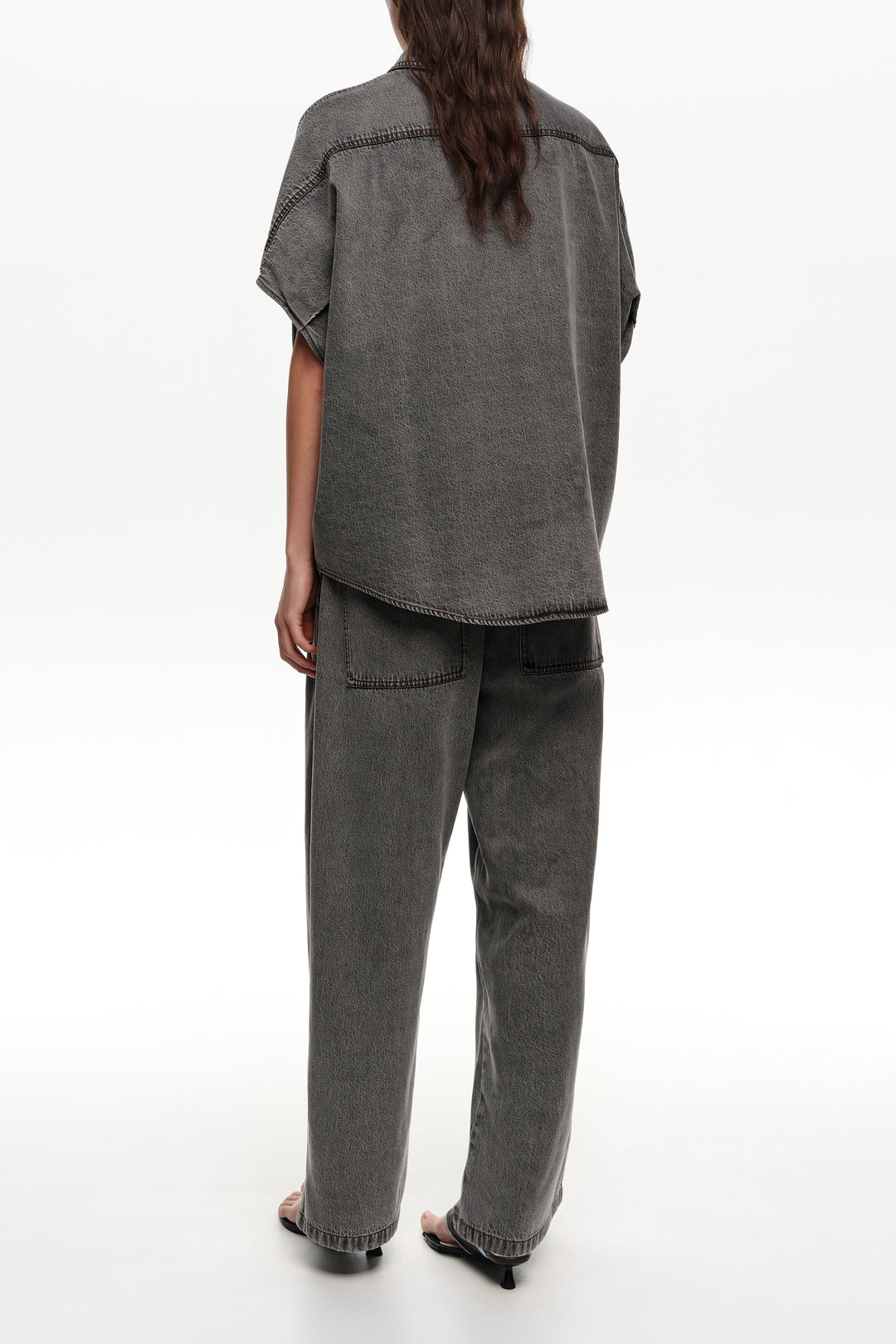 Washed black fluid jogger trousers