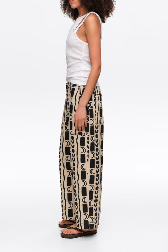White Moon stripes straight-leg trousers with elasticated waist