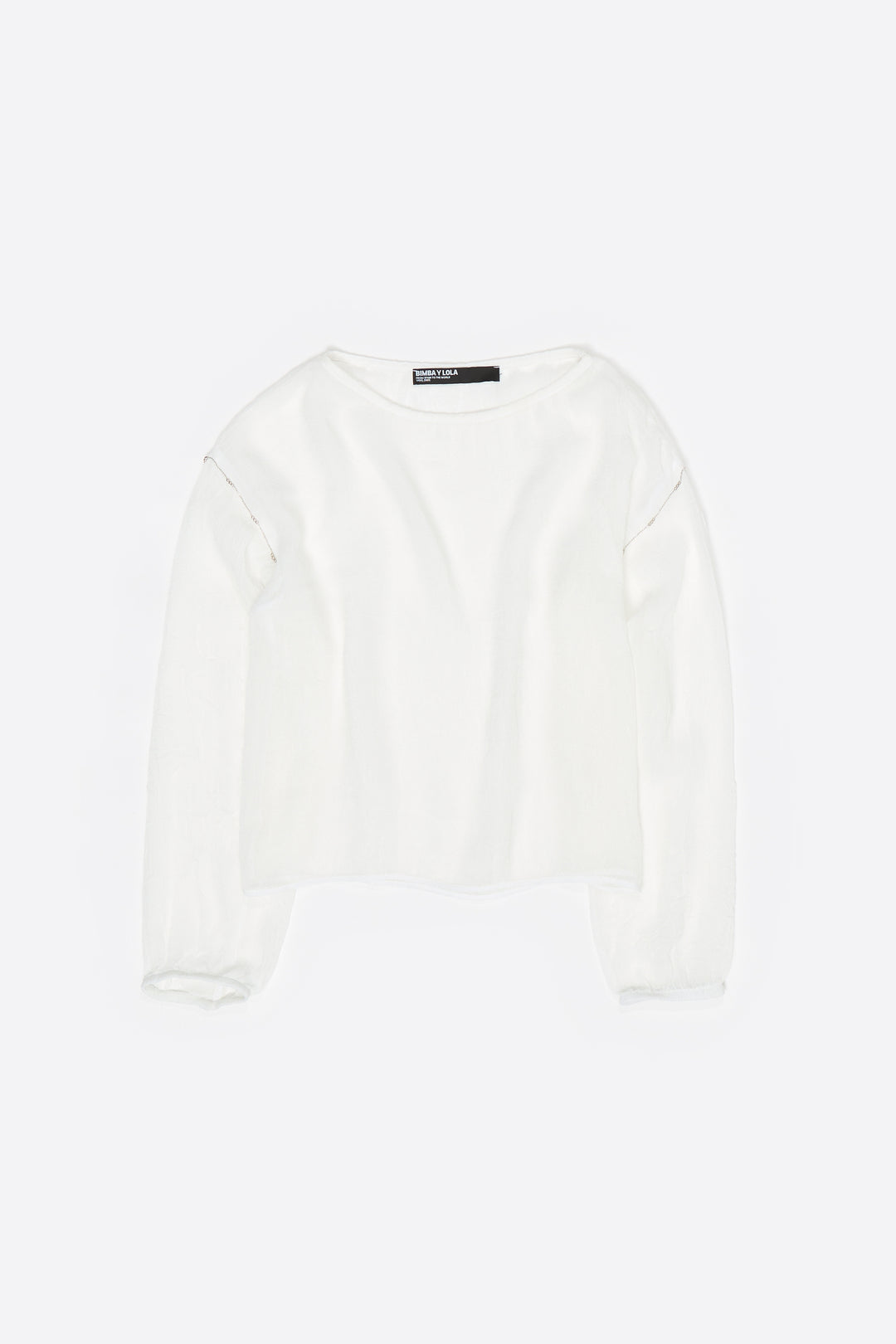 White boxy sweater with metallic beads
