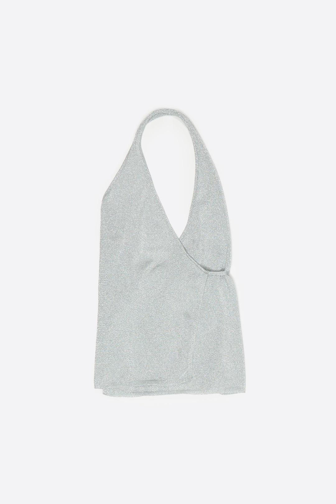 Metallic silver wrap top