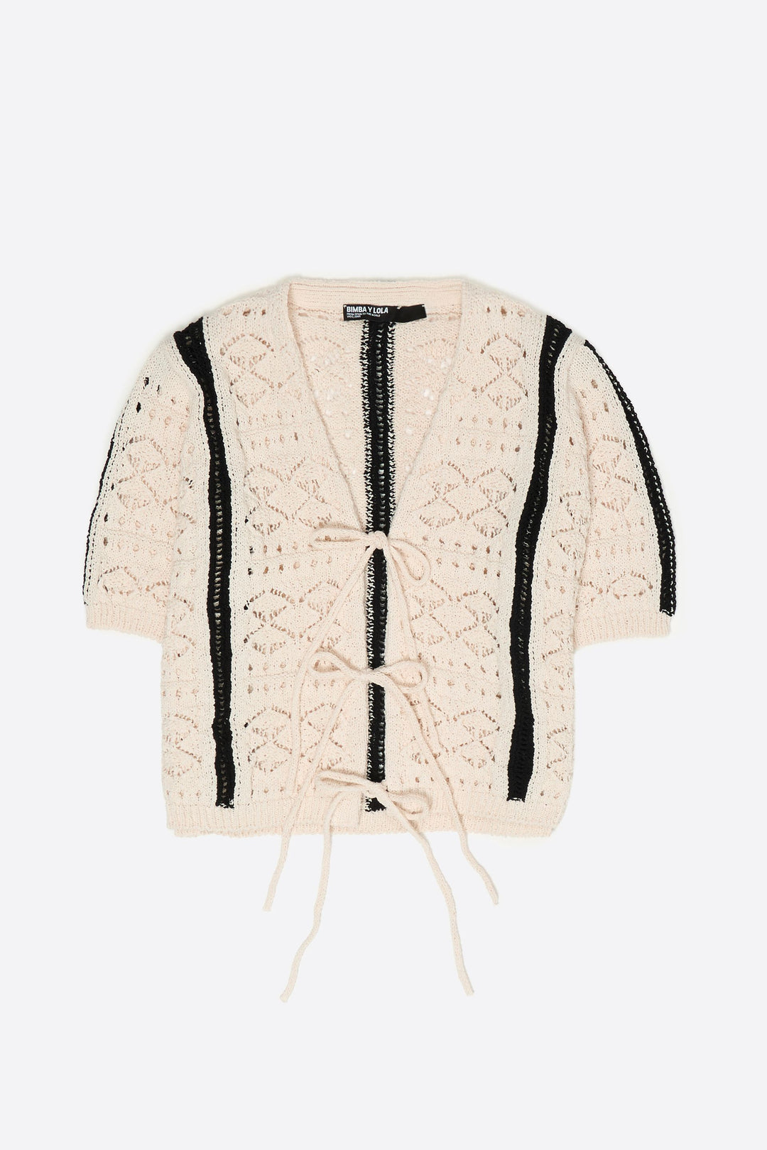 Ivory two-tone knit cardigan