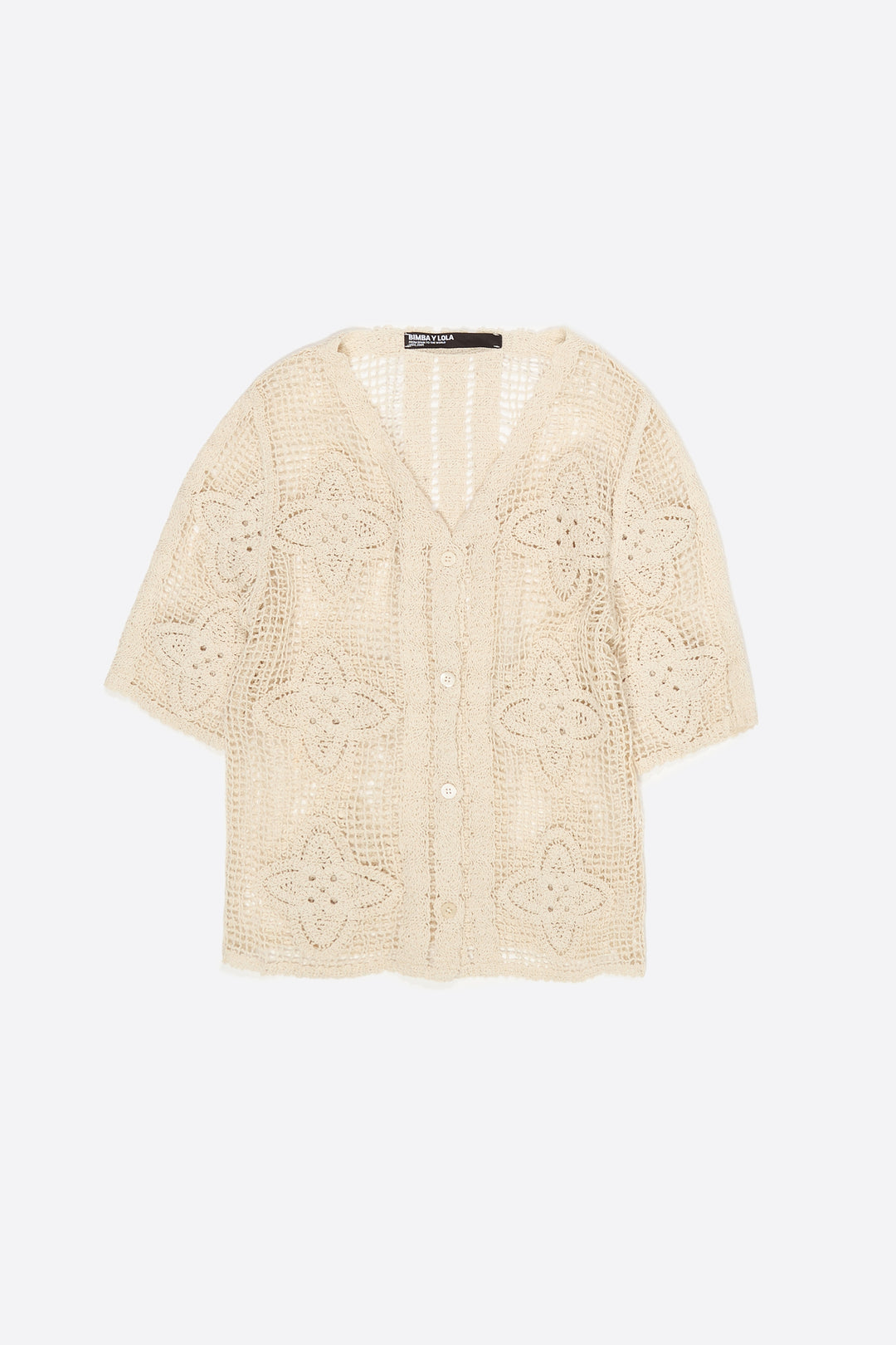 Sand openwork knit cardigan