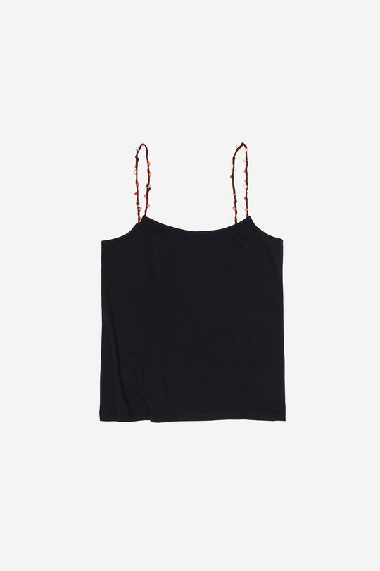 Black strappy top with decorative stones