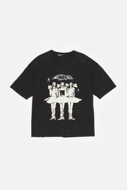 Washed black Dancers logo T-shirt