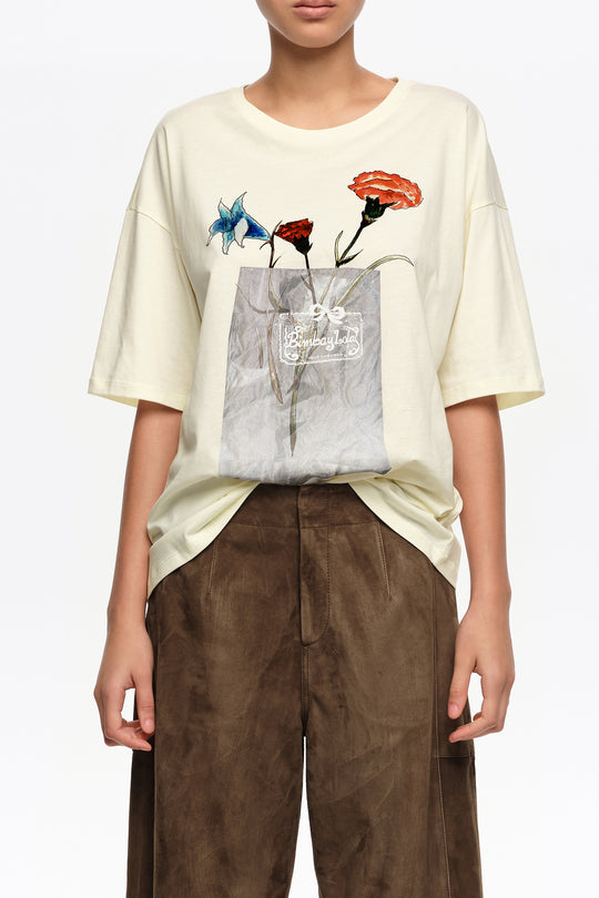 Ivory floral logo T-shirt