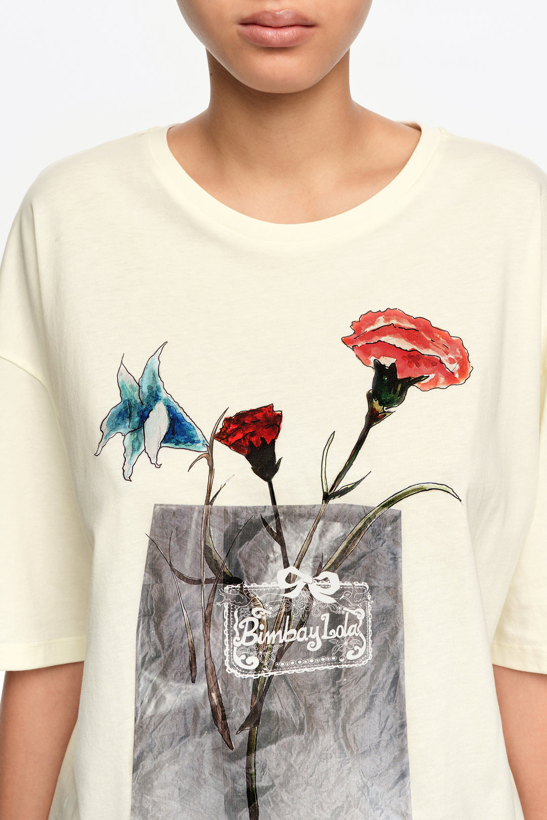 Ivory floral logo T-shirt