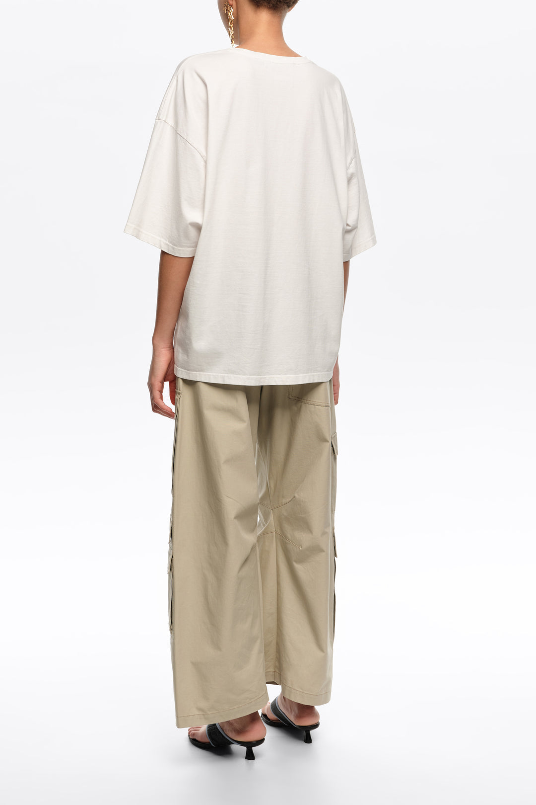 White ruched T-shirt with custom label