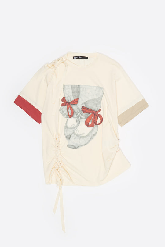 Vanilla ballerinas logo ruched T-shirt