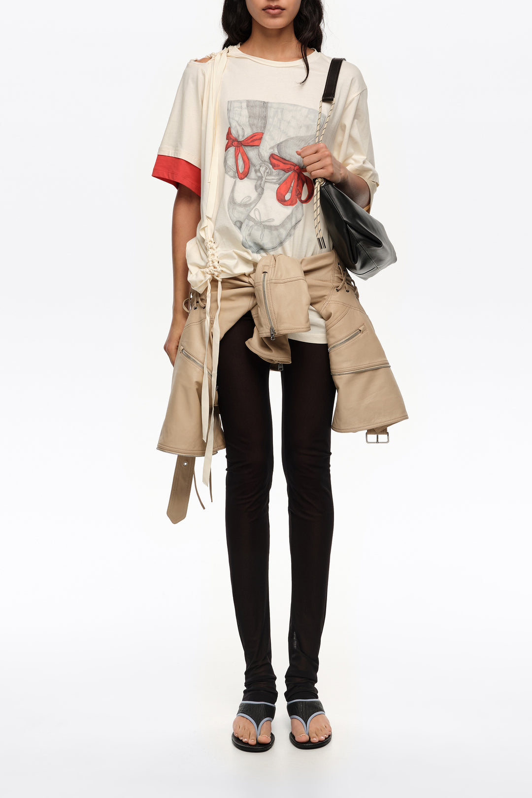 Vanilla ballerinas logo ruched T-shirt
