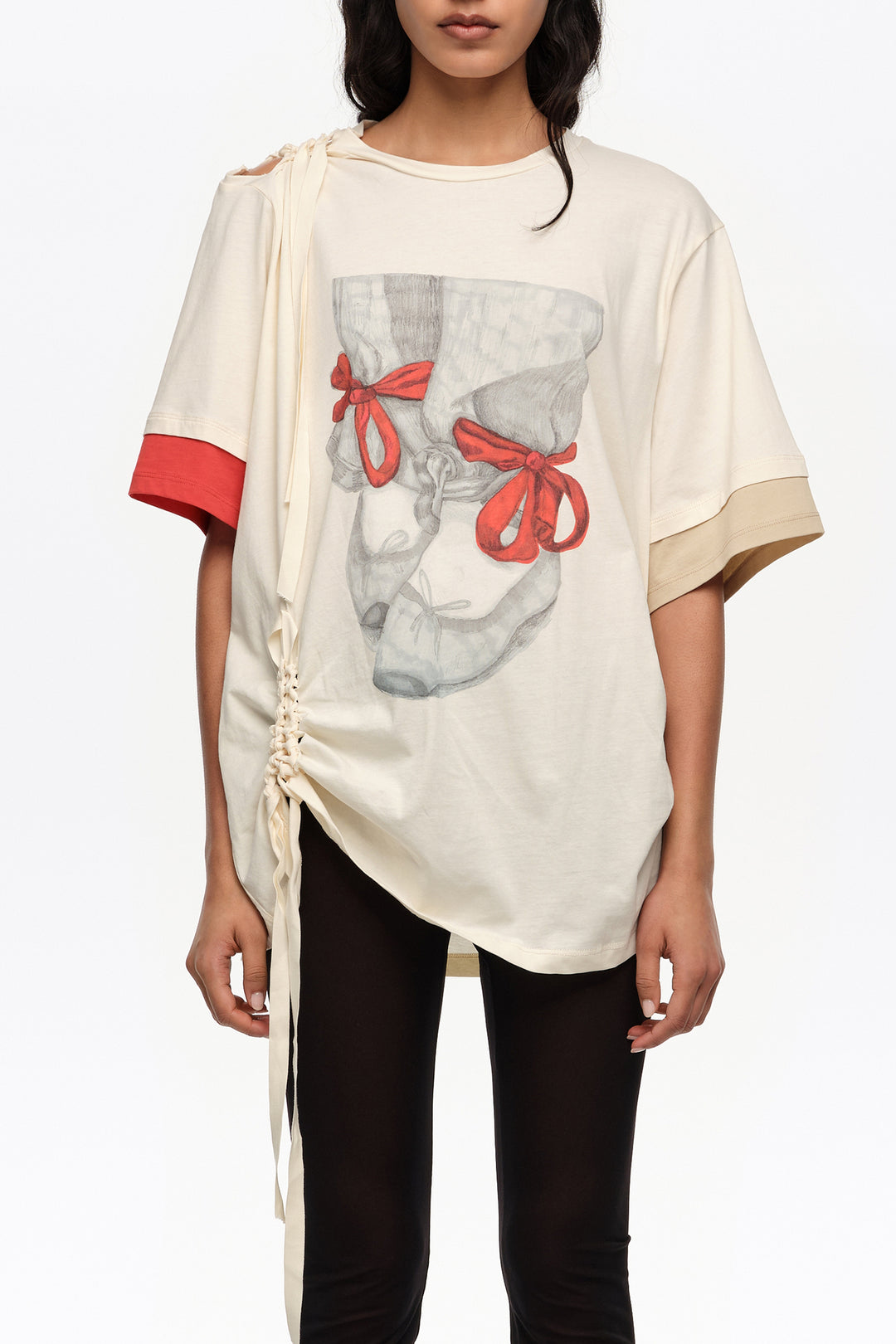 Vanilla ballerinas logo ruched T-shirt