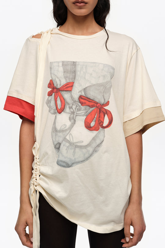 Vanilla ballerinas logo ruched T-shirt