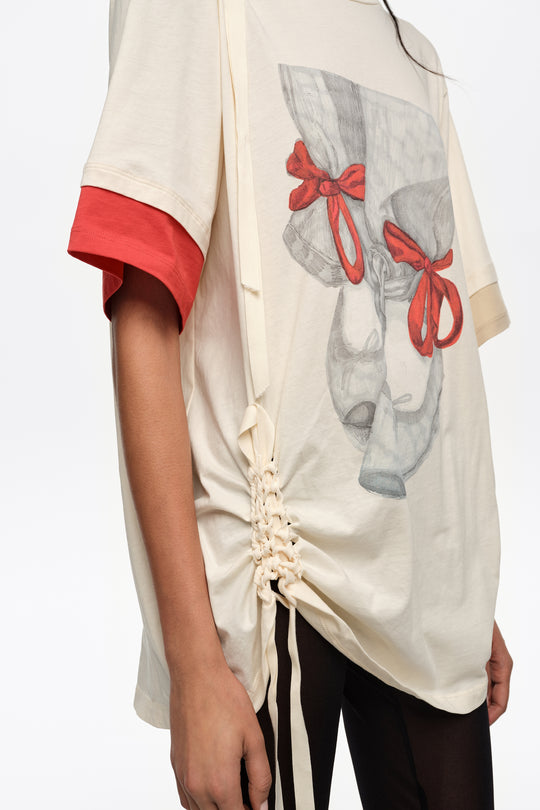 Vanilla ballerinas logo ruched T-shirt