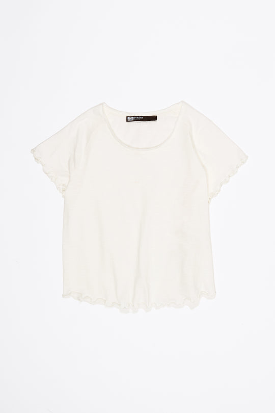 Ivory fitted raglan sleeve T-shirt