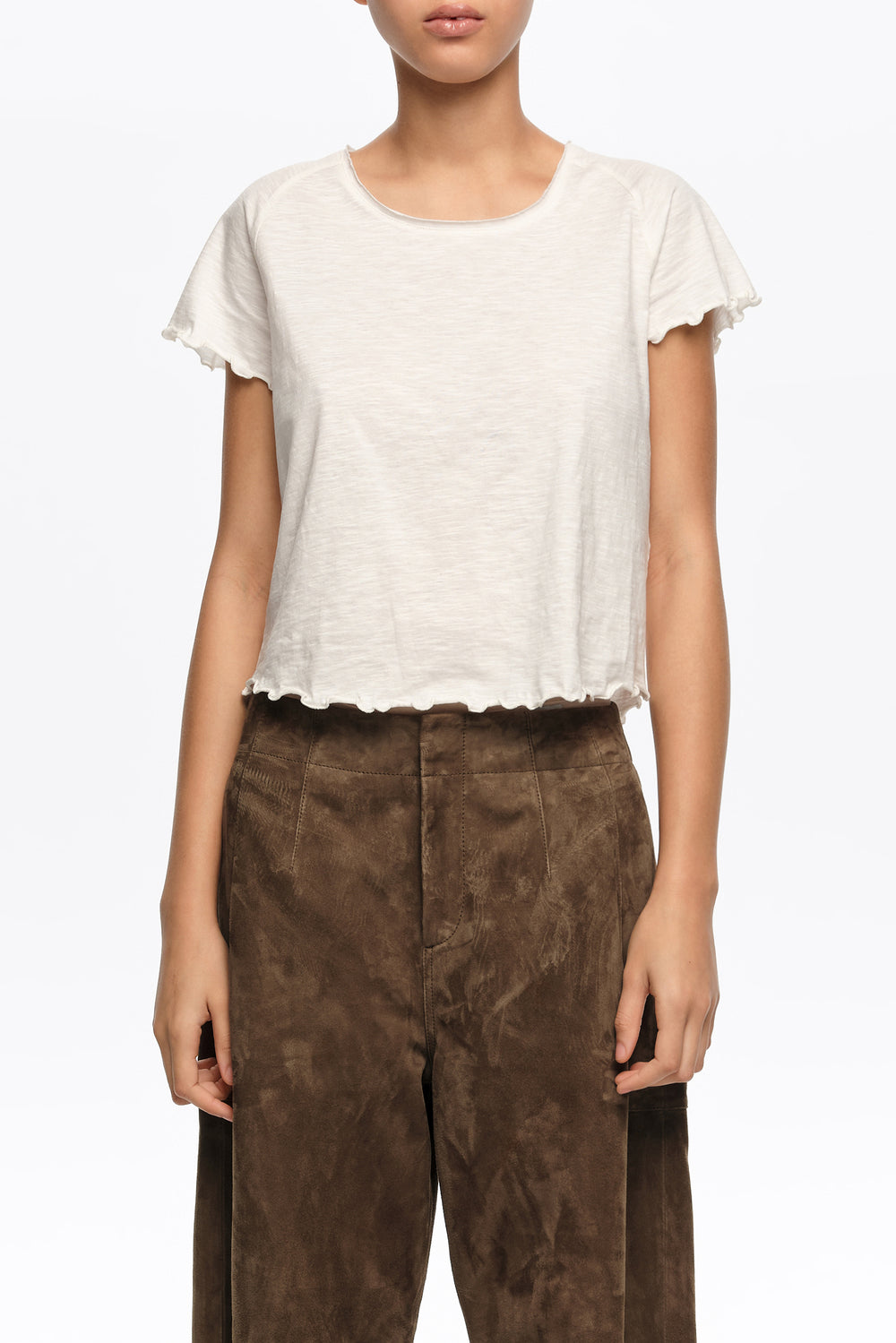 Ivory fitted raglan sleeve T-shirt