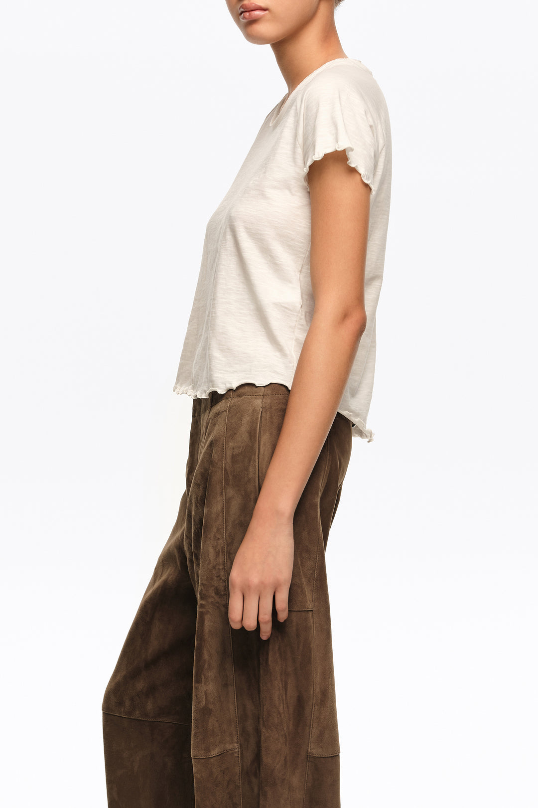 Ivory fitted raglan sleeve T-shirt