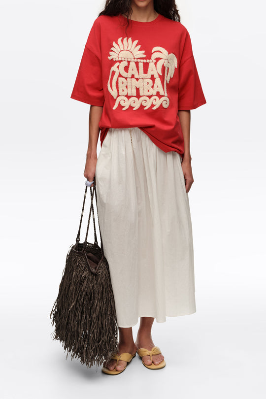 Red toweling logo T-shirt