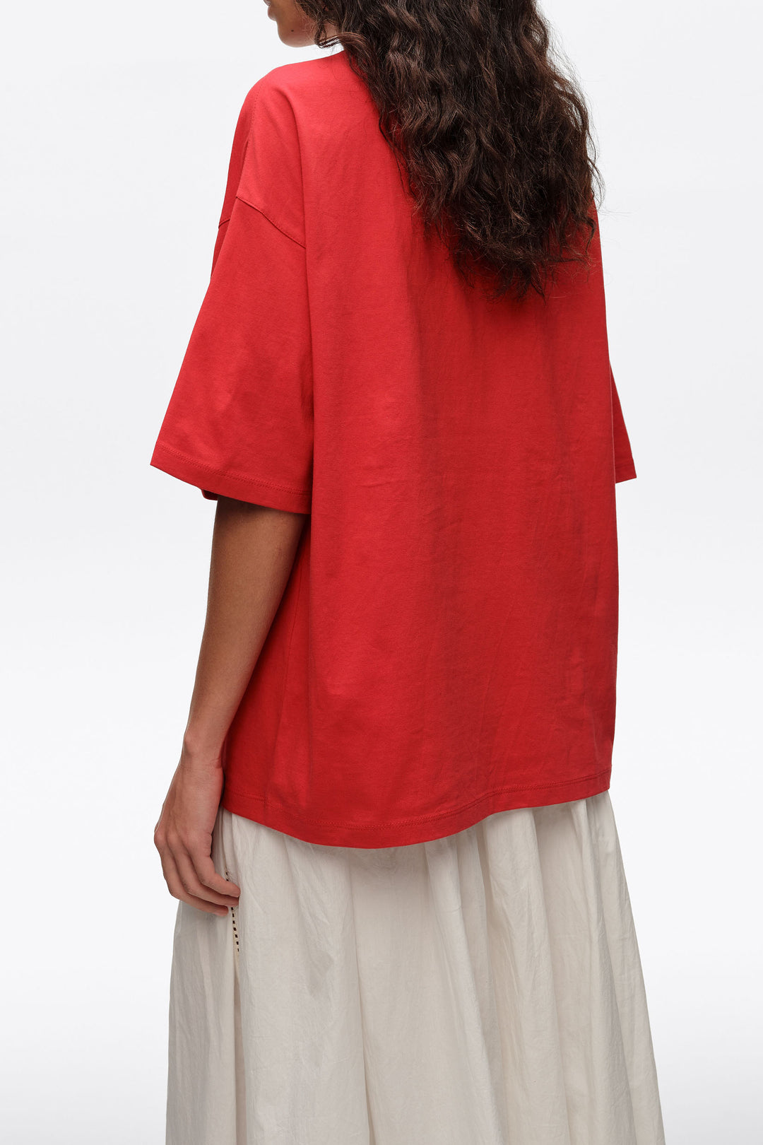 Red toweling logo T-shirt