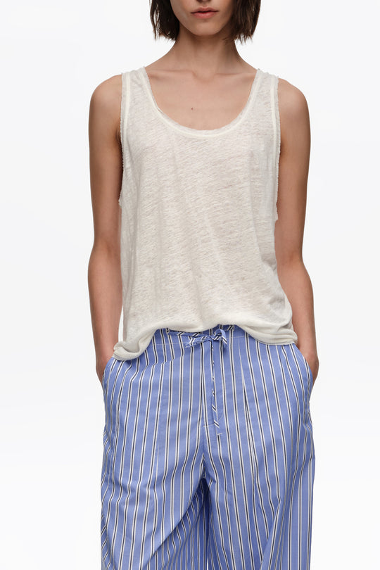 Ivory washed linen vest top