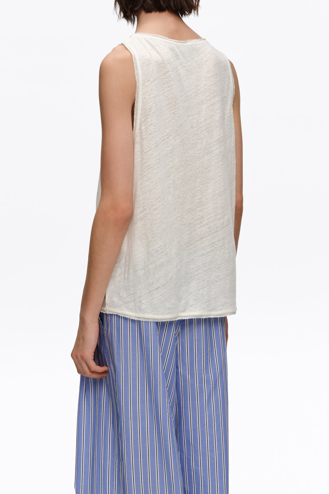 Ivory washed linen vest top