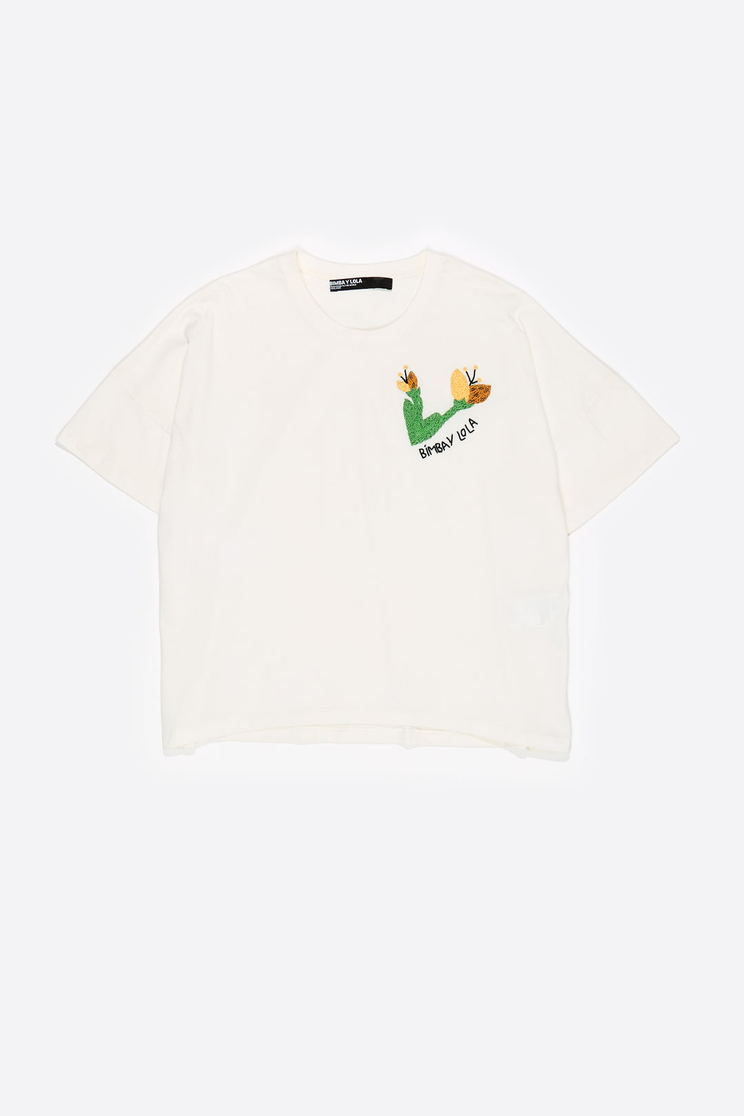 Ivory hand embroidered logo T-shirt