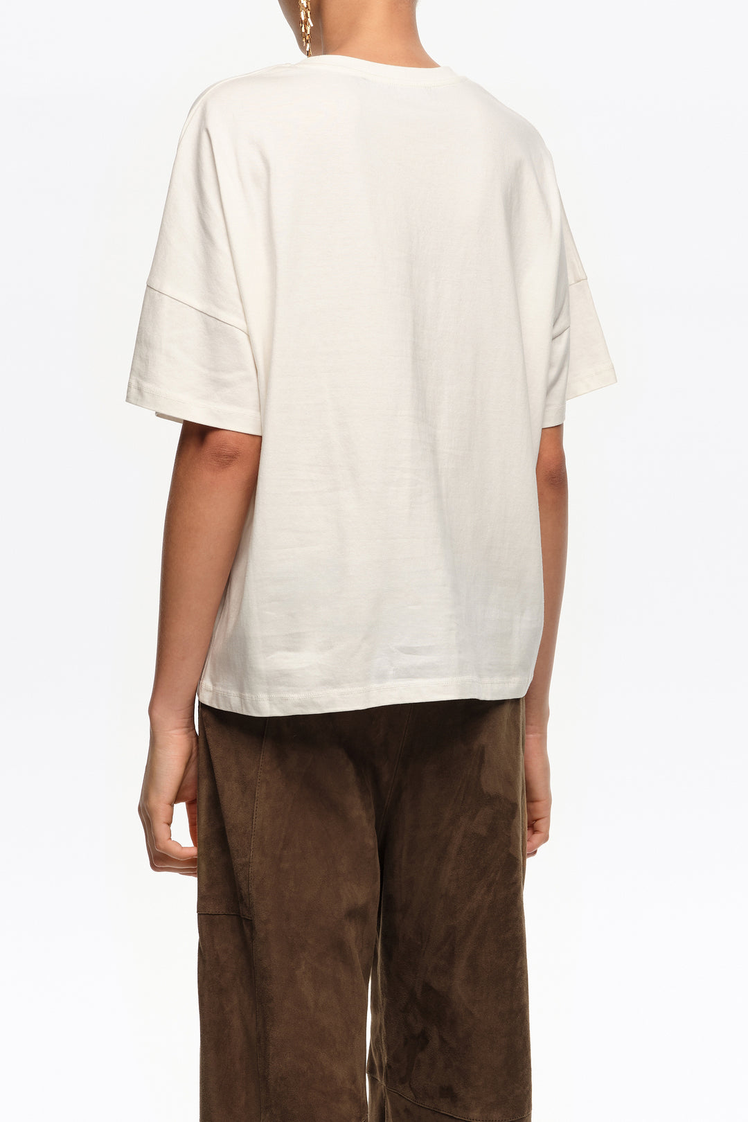 Ivory hand embroidered logo T-shirt