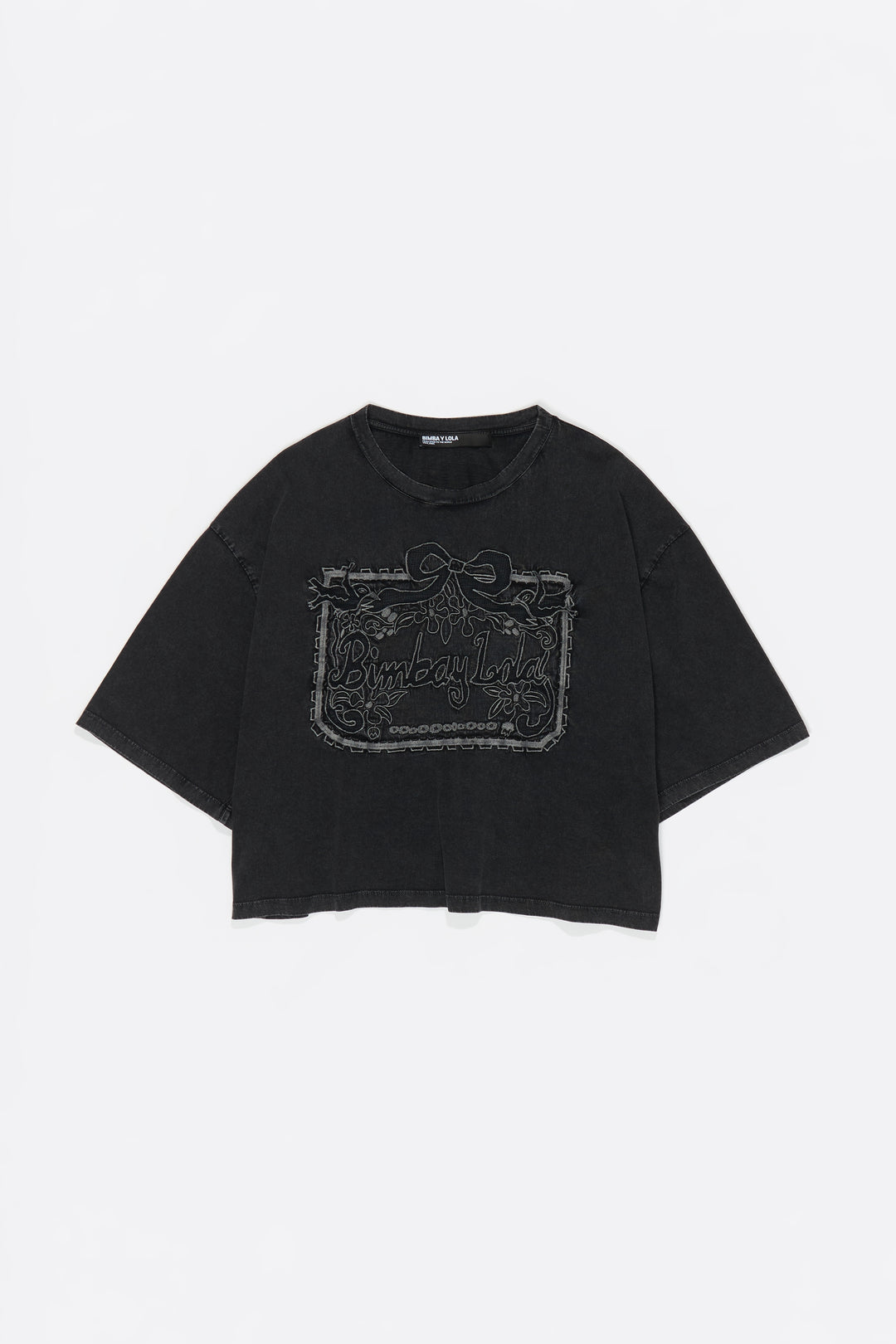 Faded black maxi broderie anglaise logo T-shirt