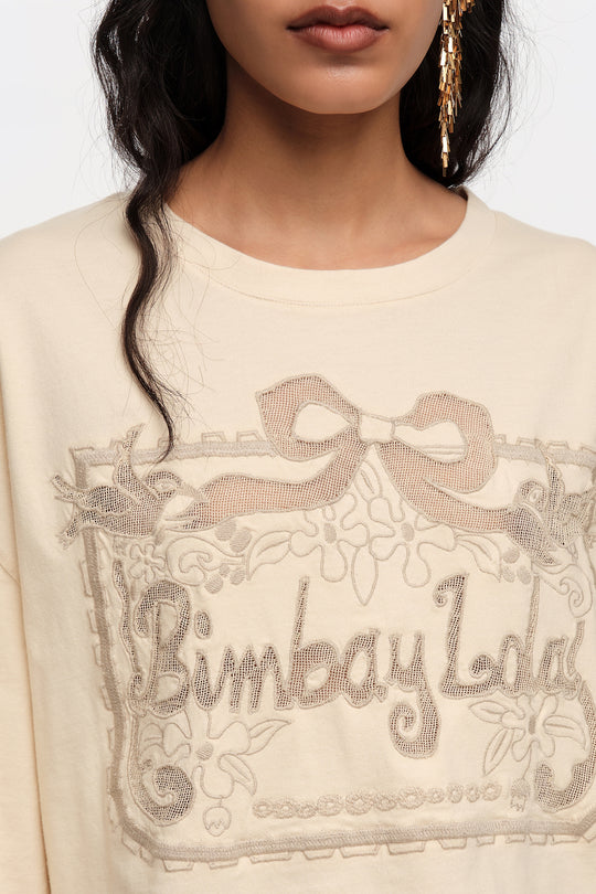 Vanilla maxi broderie anglaise logo T-shirt