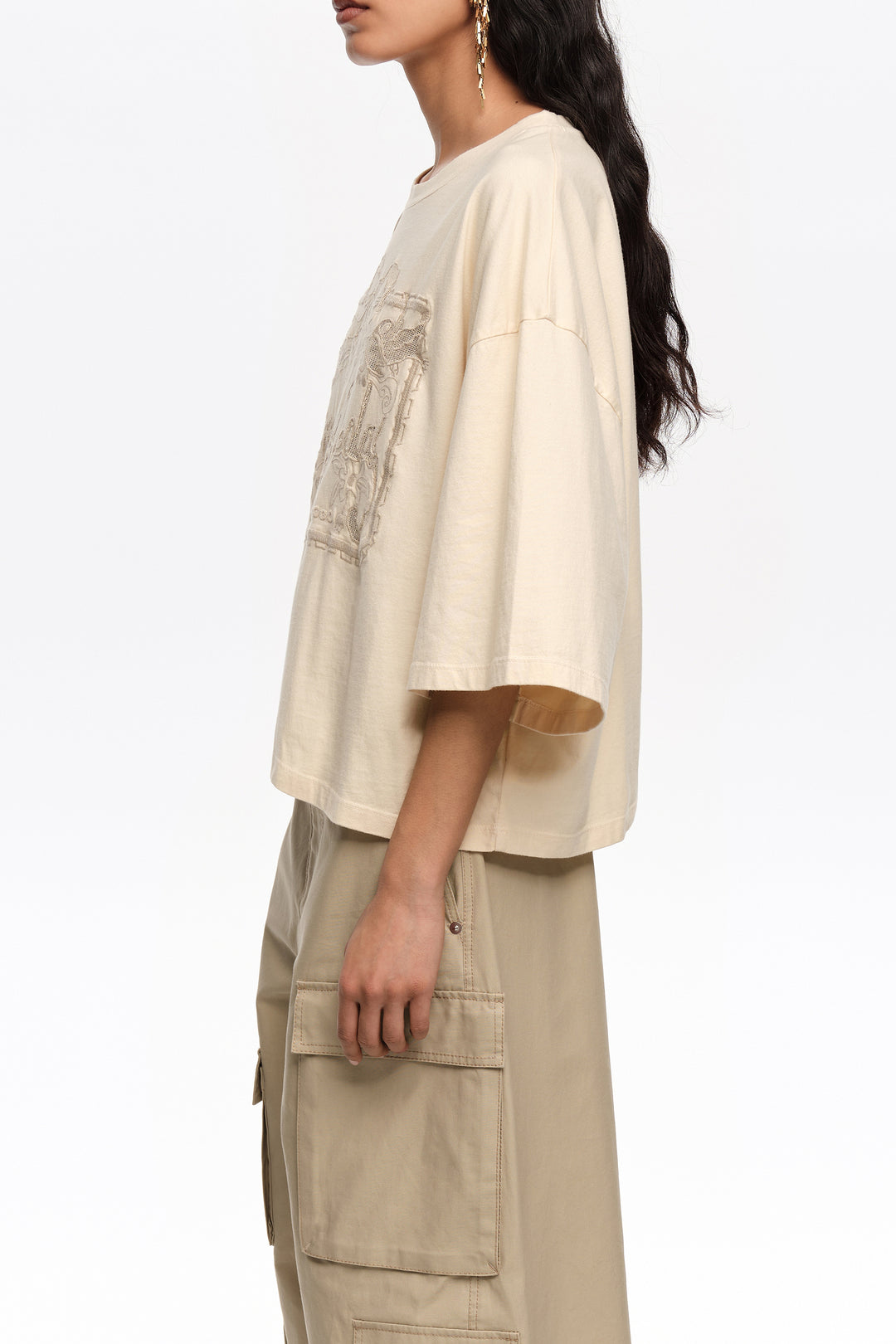 Vanilla maxi broderie anglaise logo T-shirt