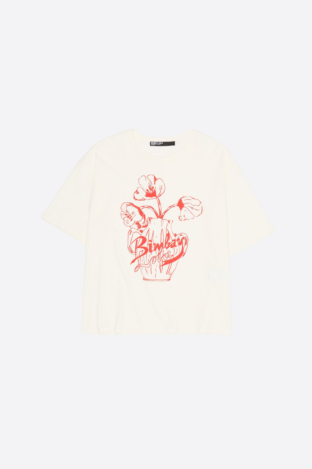 White embossed floral logo T-shirt