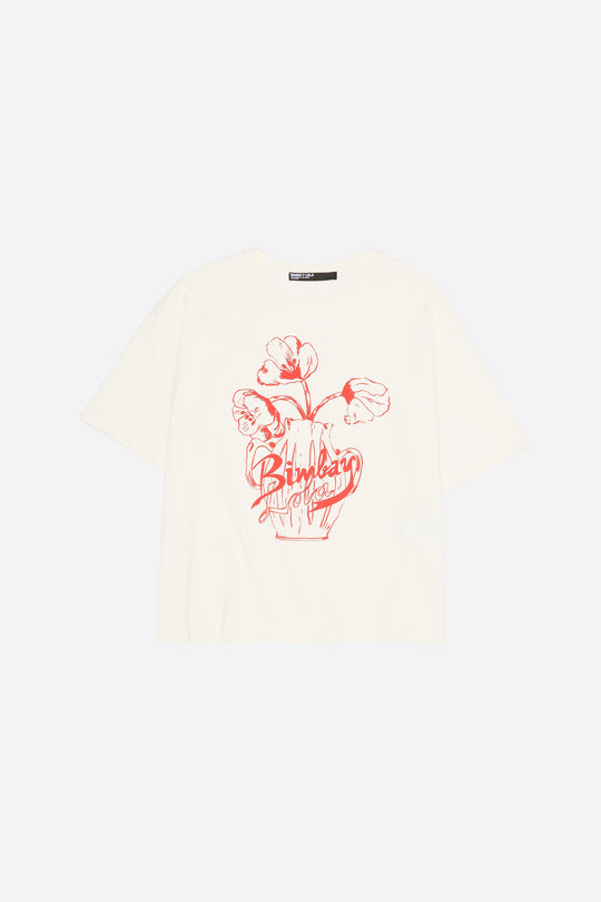 White embossed floral logo T-shirt