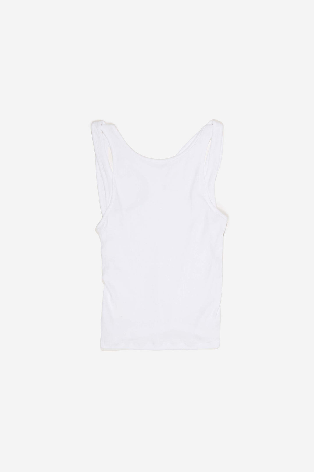 White ribbed top with overlapping cross back