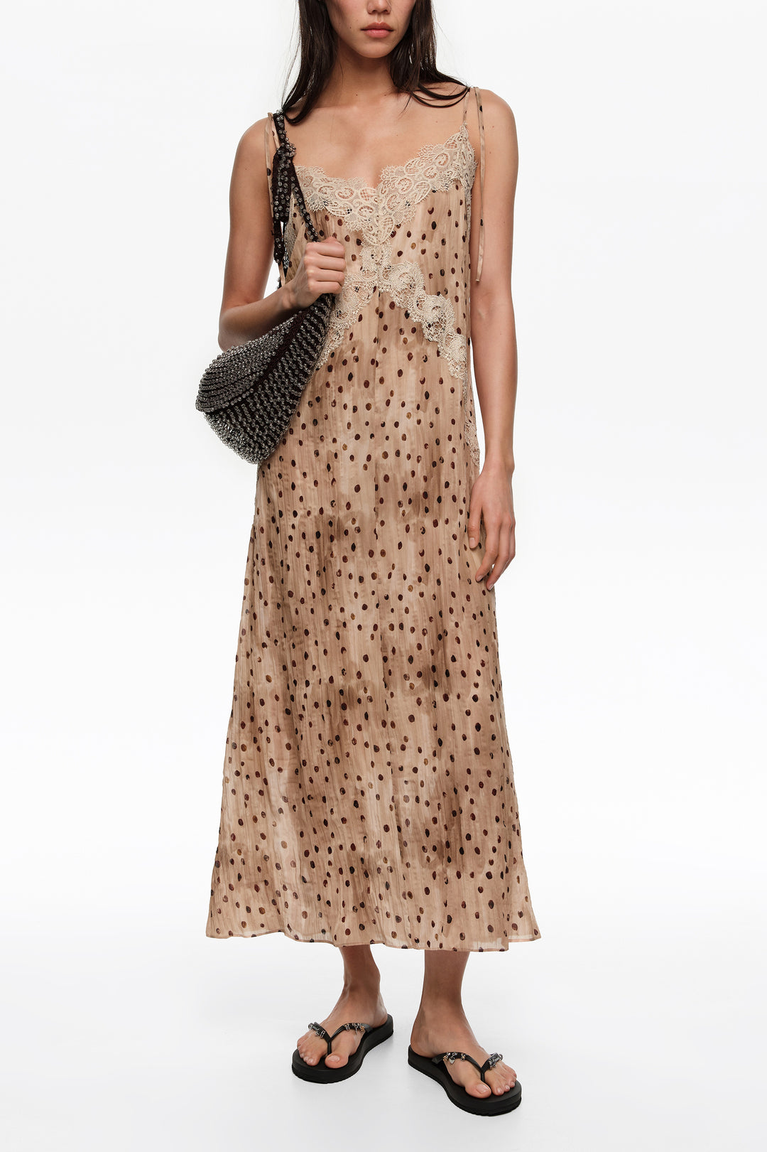 Watercolor Dots lace pleated dress