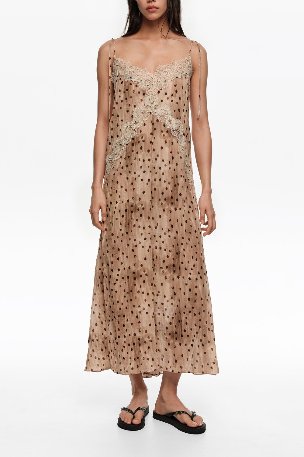 Watercolor Dots lace pleated dress